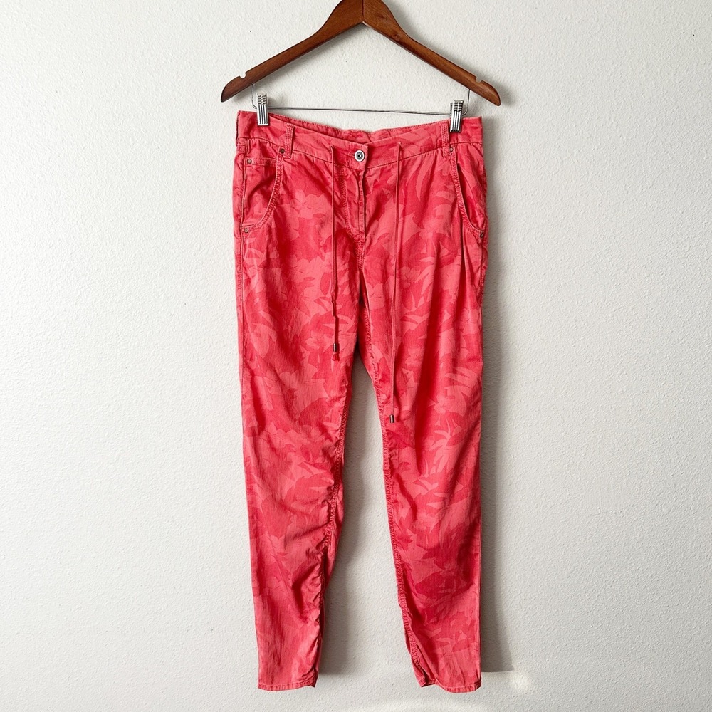 Atelier Gardeur Women's Red Floral Print Cargo Jogger Pants EU Size 38 US Size 6
